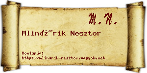 Mlinárik Nesztor névjegykártya